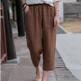 Casual Solid Linen Lantern Pants