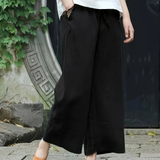 Casual Solid Wide-Leg Pants