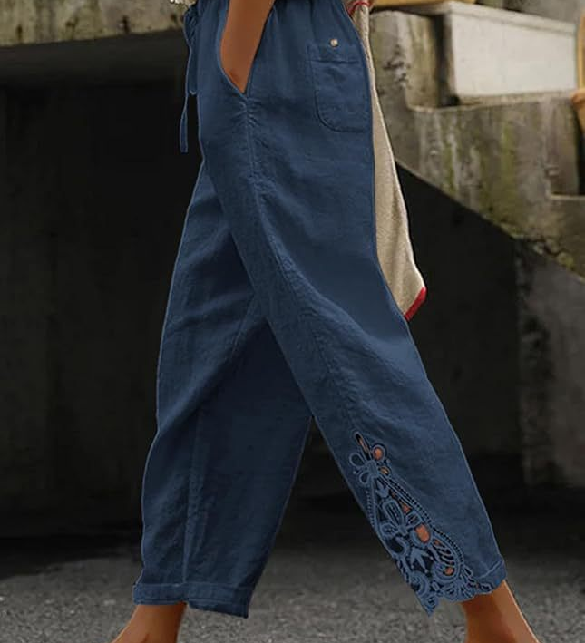 Casual Lace-Hollow Drawstring Pants