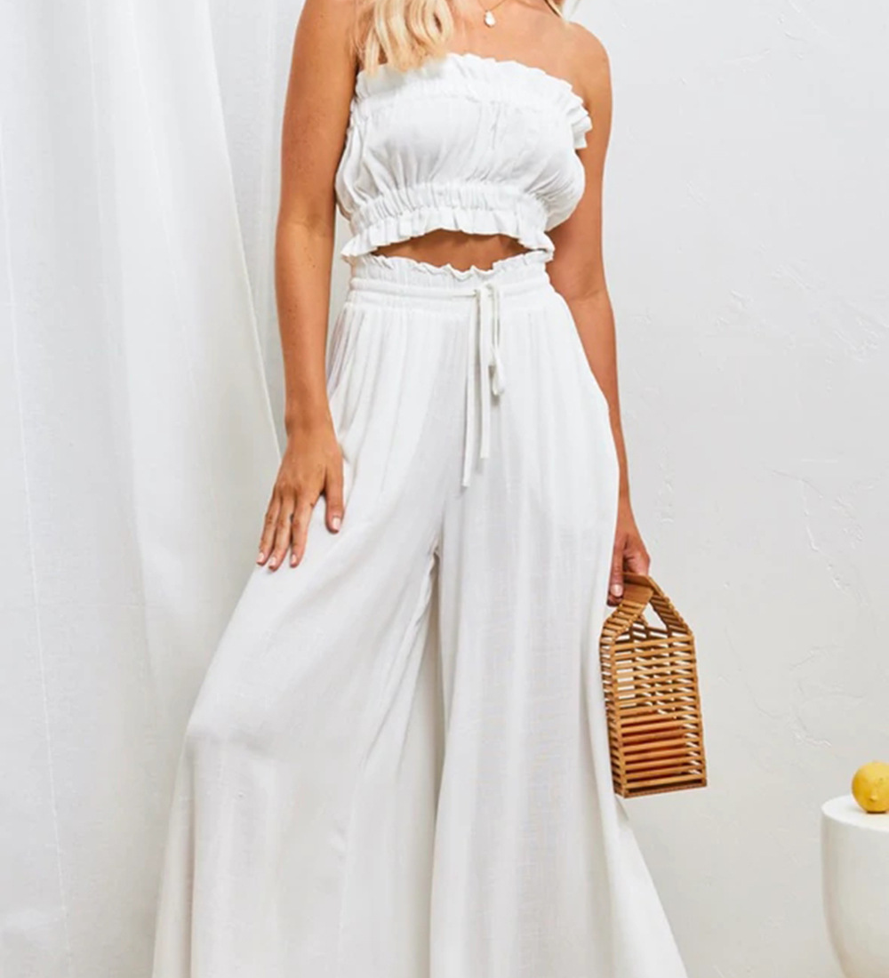Boho Floral Print High-Waist Wide-Leg Pants