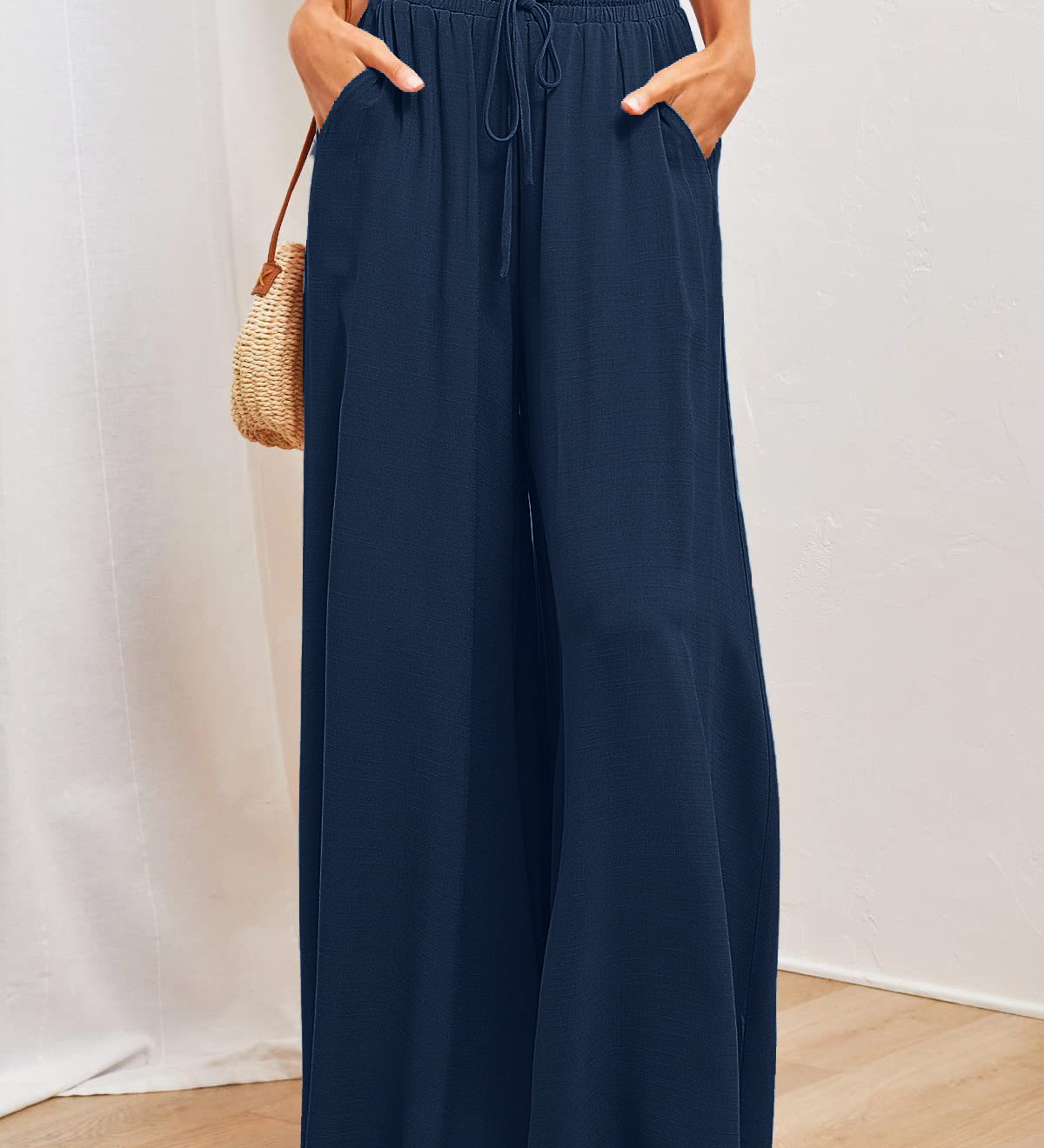 Boho Floral Print High-Waist Wide-Leg Pants