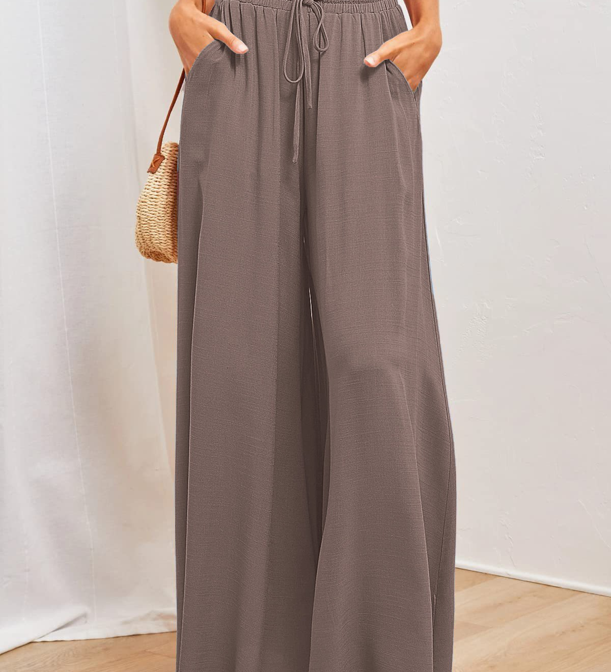 Boho Floral Print High-Waist Wide-Leg Pants