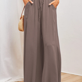 Boho Floral Print High-Waist Wide-Leg Pants