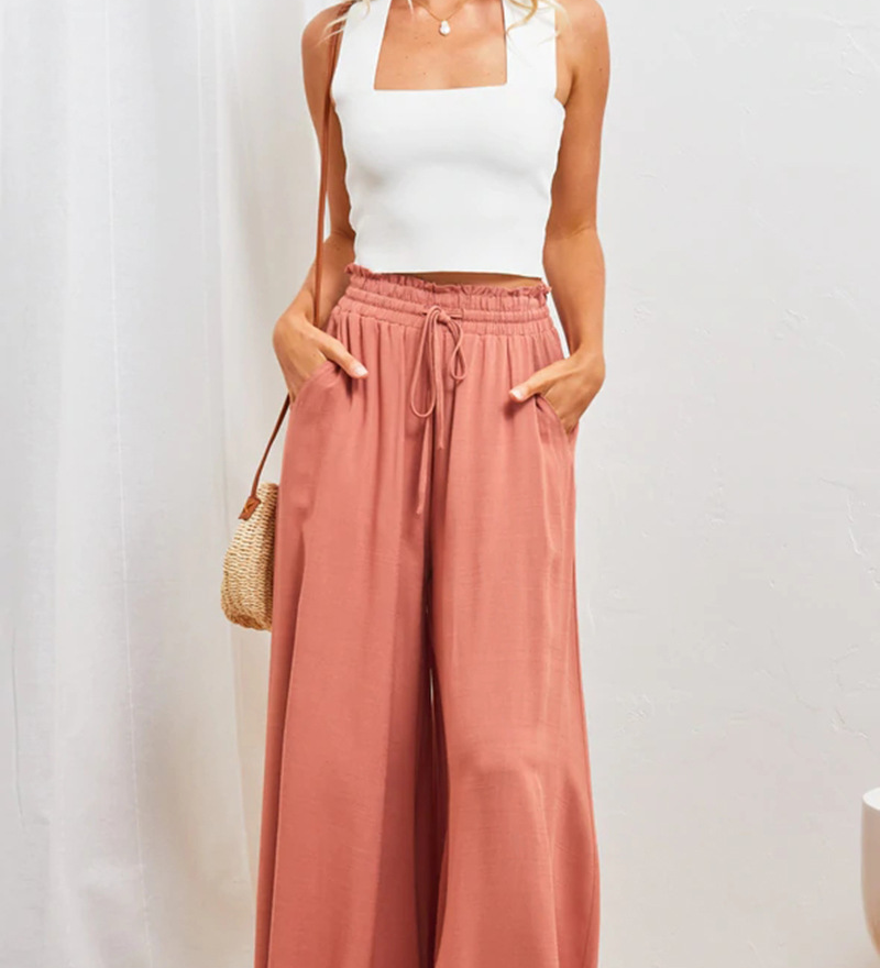 Boho Floral Print High-Waist Wide-Leg Pants