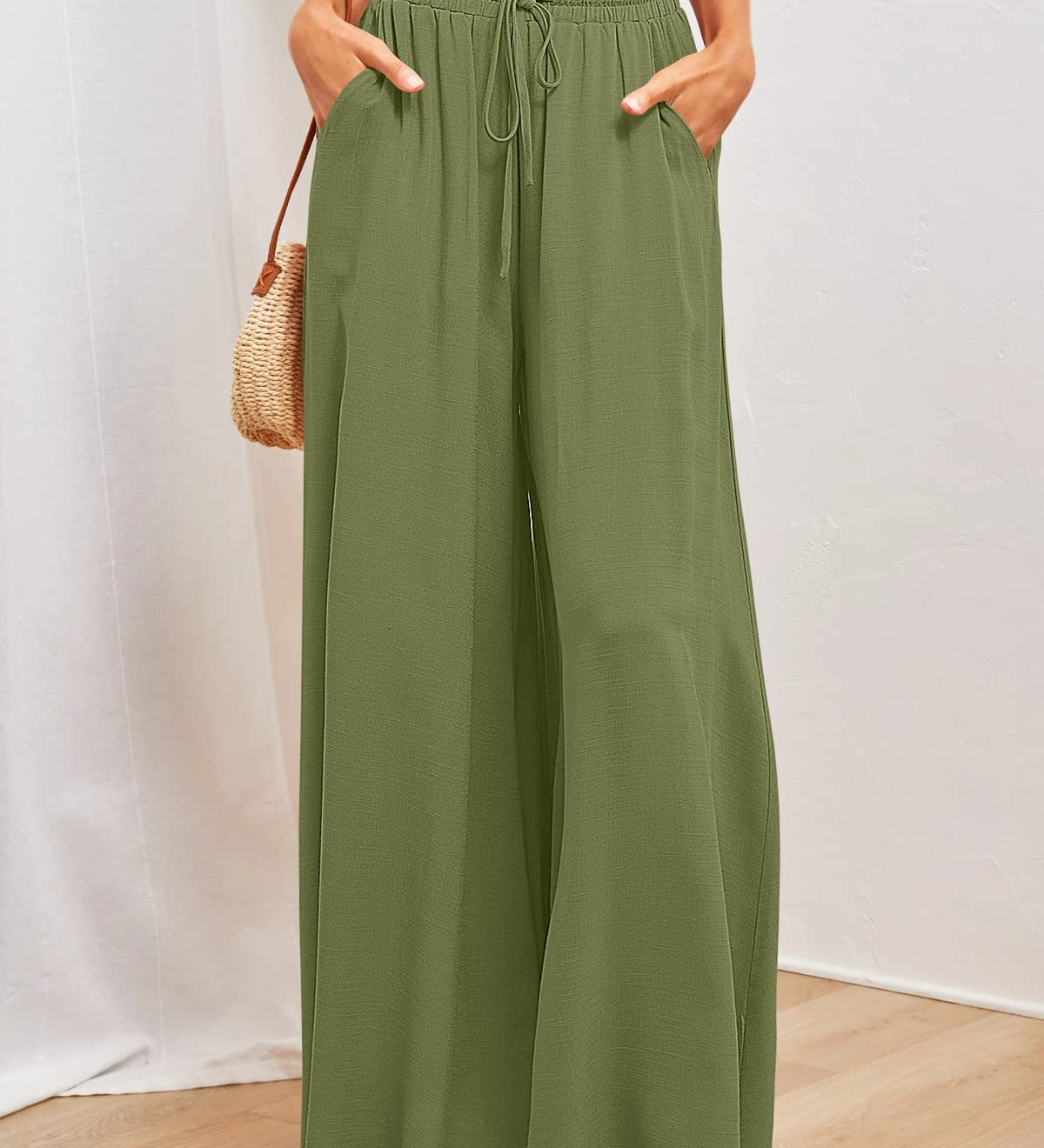 Boho Floral Print High-Waist Wide-Leg Pants