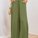 Boho Floral Print High-Waist Wide-Leg Pants