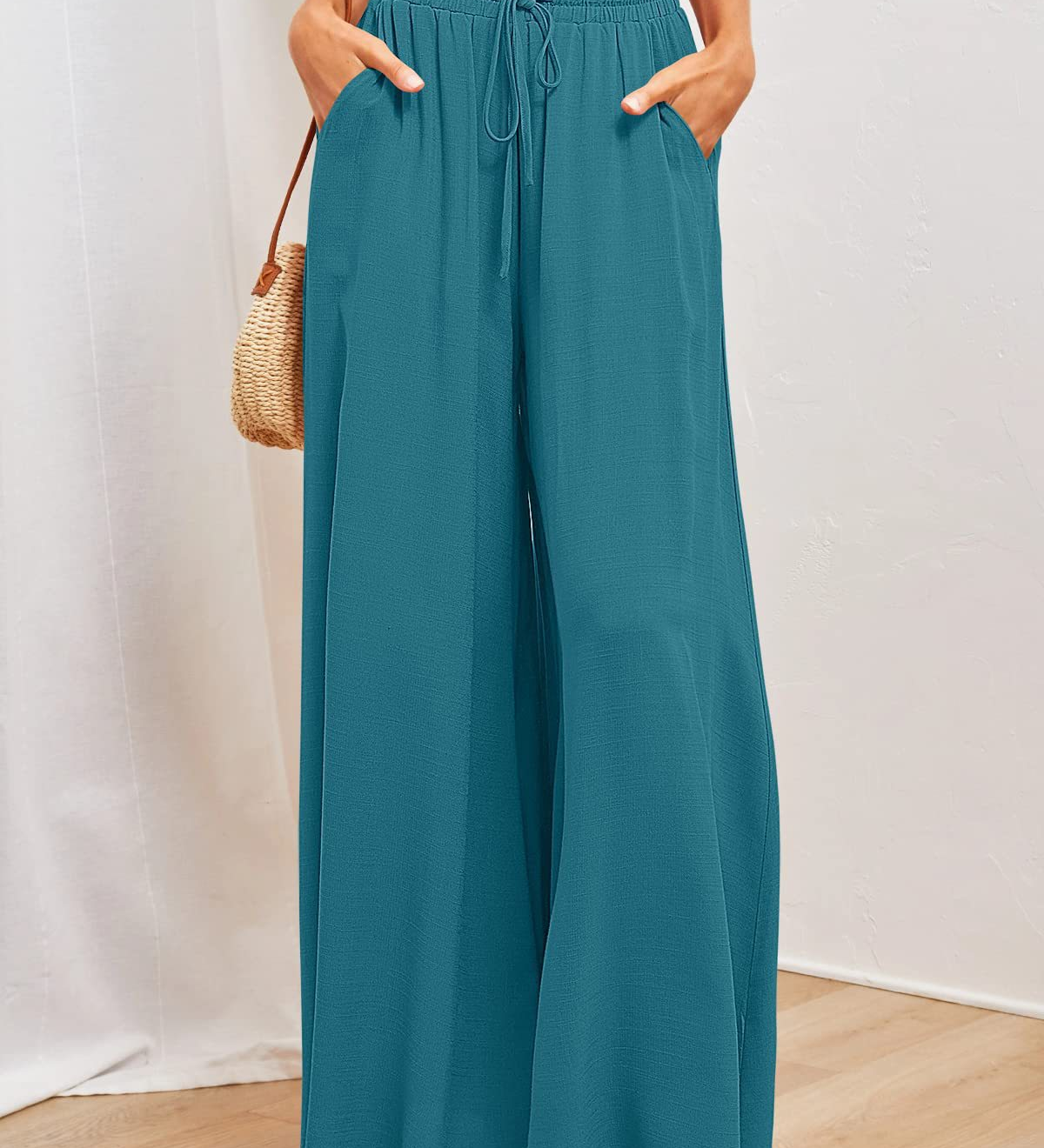 Boho Floral Print High-Waist Wide-Leg Pants