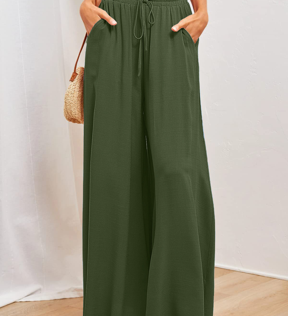 Boho Floral Print High-Waist Wide-Leg Pants