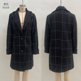 Sophisticated Windowpane Plaid Wool Coat
