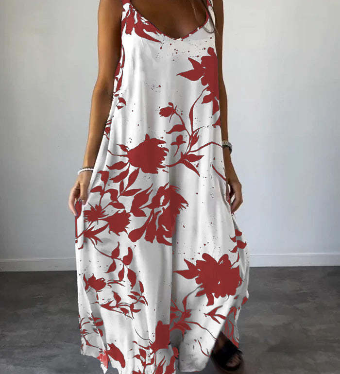 Elegant Floral Print Loose Maxi Dress