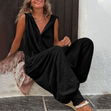 Comfortable Button Front Sleeveless Jumpsuit