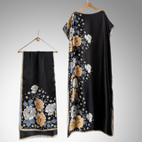 Elegant Floral Print Silk Kaftan Dress