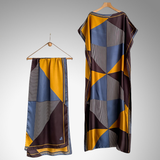 Elegant Floral Print Silk Kaftan Dress