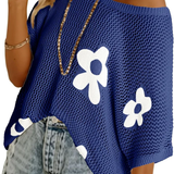 Artistic Floral Mesh Knit Batwing Shirt