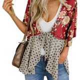 Artistic Floral Tie-Front Kimono
