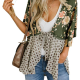 Artistic Floral Tie-Front Kimono