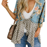 Artistic Floral Tie-Front Kimono