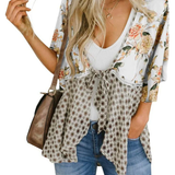 Artistic Floral Tie-Front Kimono