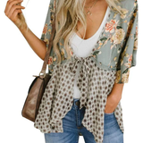 Artistic Floral Tie-Front Kimono