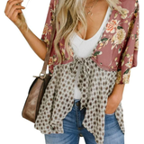 Artistic Floral Tie-Front Kimono