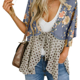 Artistic Floral Tie-Front Kimono