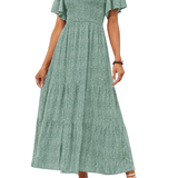 Elegant Floral Print V-Neck Maxi Dress