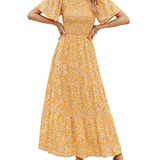 Elegant Floral Print V-Neck Maxi Dress