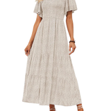 Elegant Floral Print V-Neck Maxi Dress