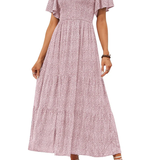 Elegant Floral Print V-Neck Maxi Dress