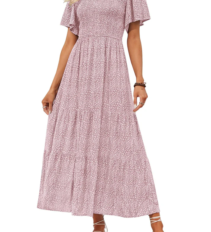 Elegant Floral Print V-Neck Maxi Dress