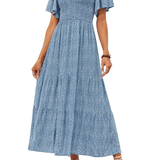 Elegant Floral Print V-Neck Maxi Dress