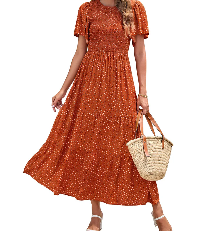 Elegant Floral Print V-Neck Maxi Dress