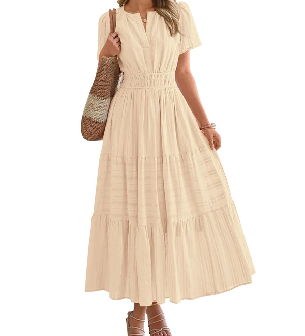 Smocked Waist Tiered Maxi Dress