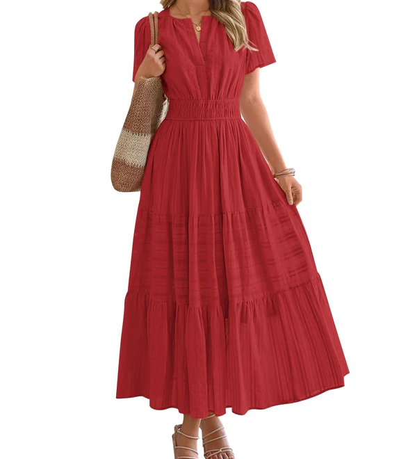 Smocked Waist Tiered Maxi Dress