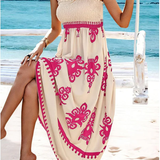 Artistic Geometric Print Smocked Maxi Dress