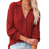 Casual Button-Down Ribbed Knit Shirt