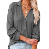 Casual Button-Down Ribbed Knit Shirt