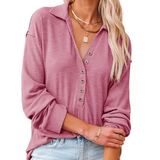 Casual Button-Down Ribbed Knit Shirt