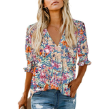 Elegant V-Neck Puff Sleeve Blouse