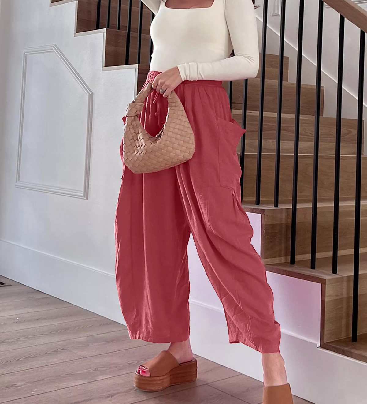 Casual High-Waist Wide-Leg Pants