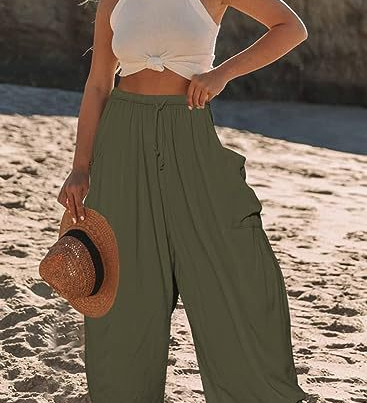 Casual High-Waist Wide-Leg Pants