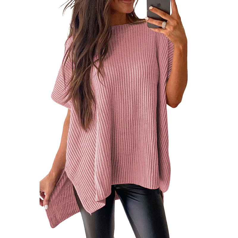 Solid Pullover Round Neck Knit T-Shirt