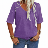 Chic Casual Solid V-Neck T-Shirt