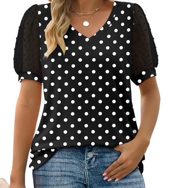 Charming V-Neck Puff Sleeve Blouse