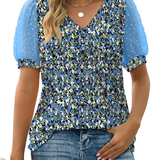 Charming V-Neck Puff Sleeve Blouse