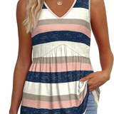 Peplum V-Neck Printed Tank Top