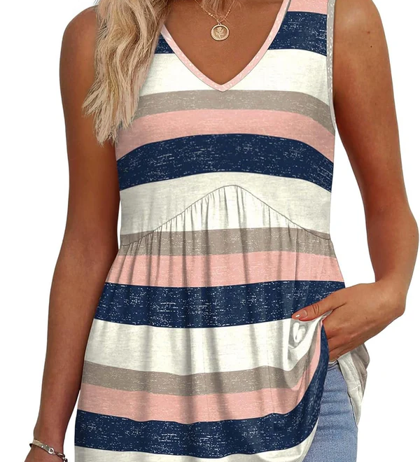 Peplum V-Neck Printed Tank Top