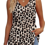 Peplum V-Neck Printed Tank Top
