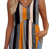Peplum V-Neck Printed Tank Top