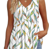 Peplum V-Neck Printed Tank Top